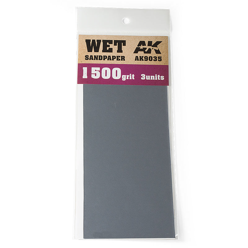 Ak Interactive - Tools  - Wet Sandpaper 1500 grit. 3 Units