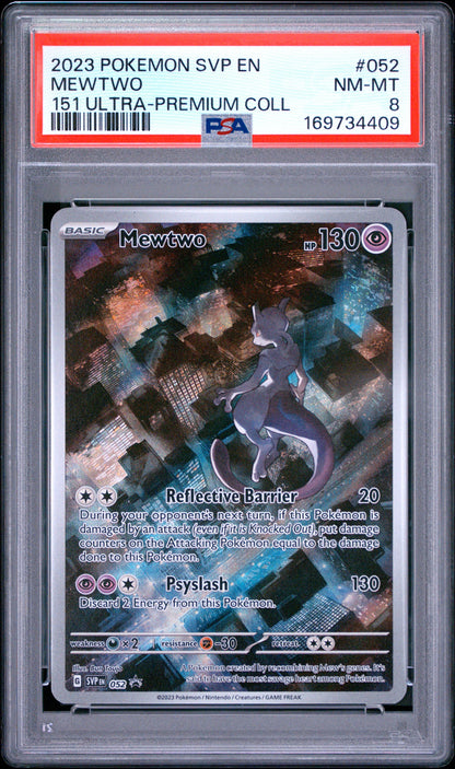 2023 Pokemon Svp En-Sv Black Star Promo 052 Mewtwo 151 Ultra-Premium Coll - PSA 8