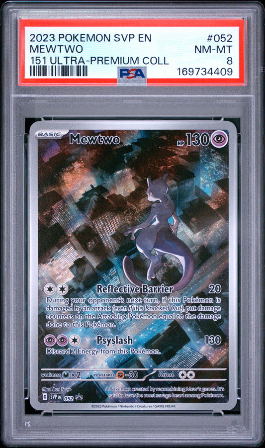 2023 Pokemon Svp En-Sv Black Star Promo 052 Mewtwo 151 Ultra-Premium Coll - PSA 8