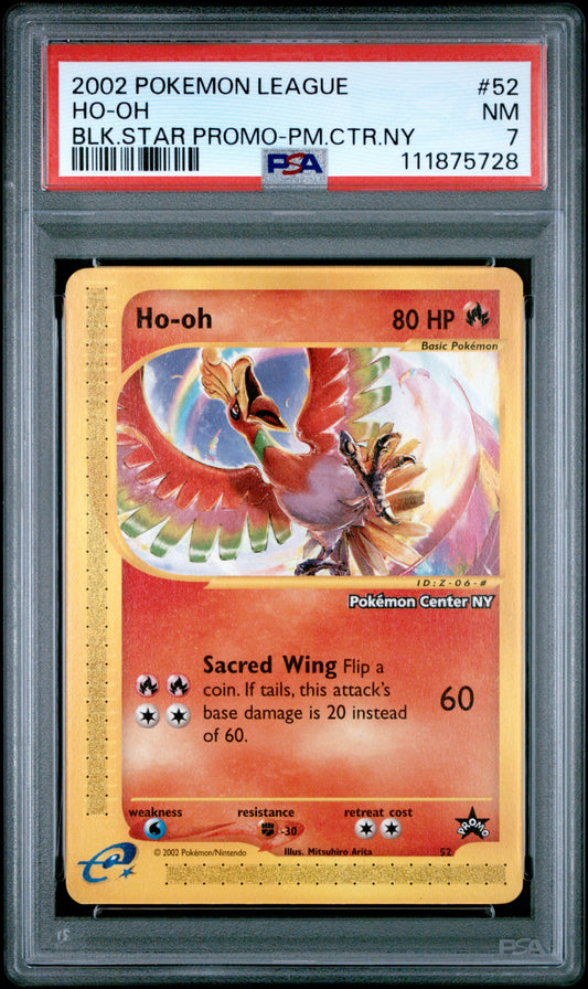 2002 Pokemon League Promo Black Star 52 Ho-Oh Blk.Star Promo-Pm.Ctr.Ny - PSA 7