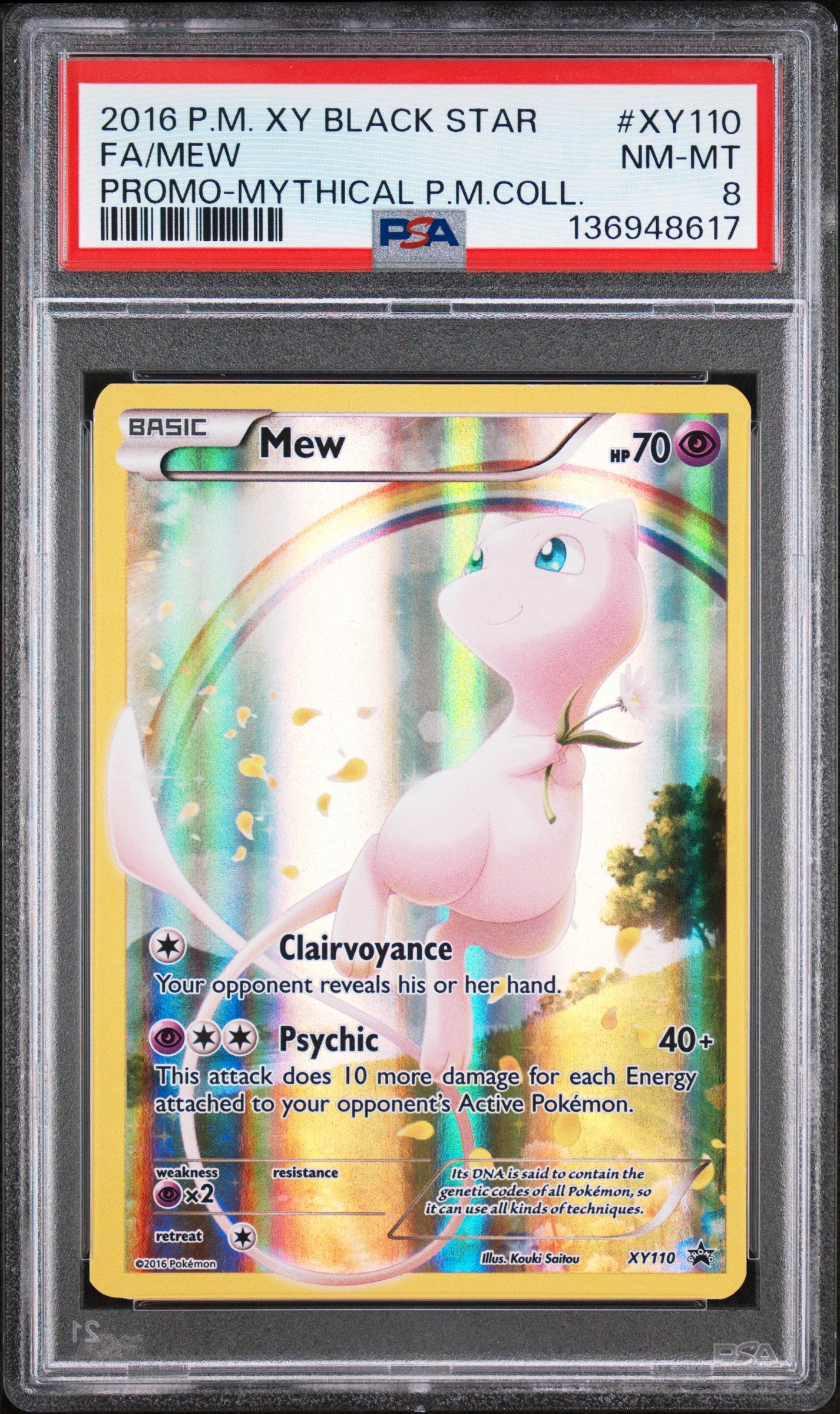 2016 Pokemon Xy Black Star Promo Xy110 Fa/Mew Promo-Mythical P.M.Coll. - PSA 8