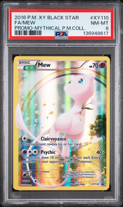 2016 Pokemon Xy Black Star Promo Xy110 Fa/Mew Promo-Mythical P.M.Coll. - PSA 8