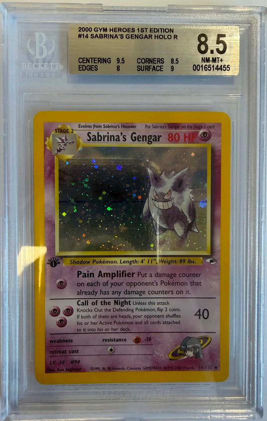 2000 Pokemon Gym Heroes 1st Edition 14 Sabrina's Gengar Holo Rare - BGS 8.5