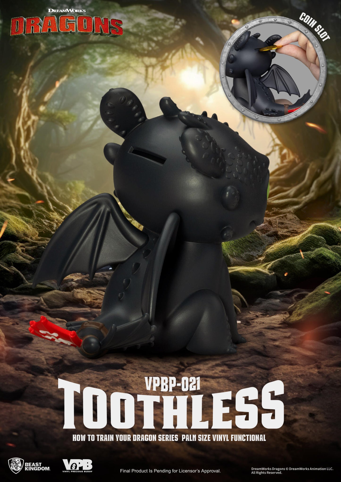 Beast Kingdom Piggy Bank How to Train Your Dragon Palm Size Vinyl Functional Figurine Toothless