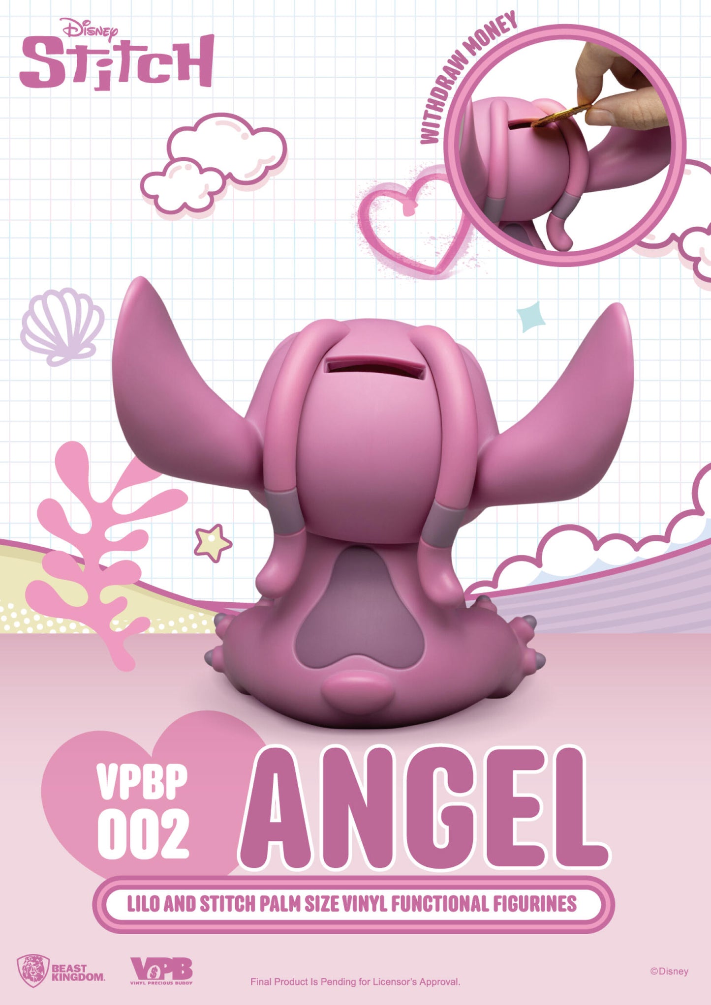 Beast Kingdom Piggy Bank Lilo and Stitch Series Palm Size Vinyl Functional Figurine Angel