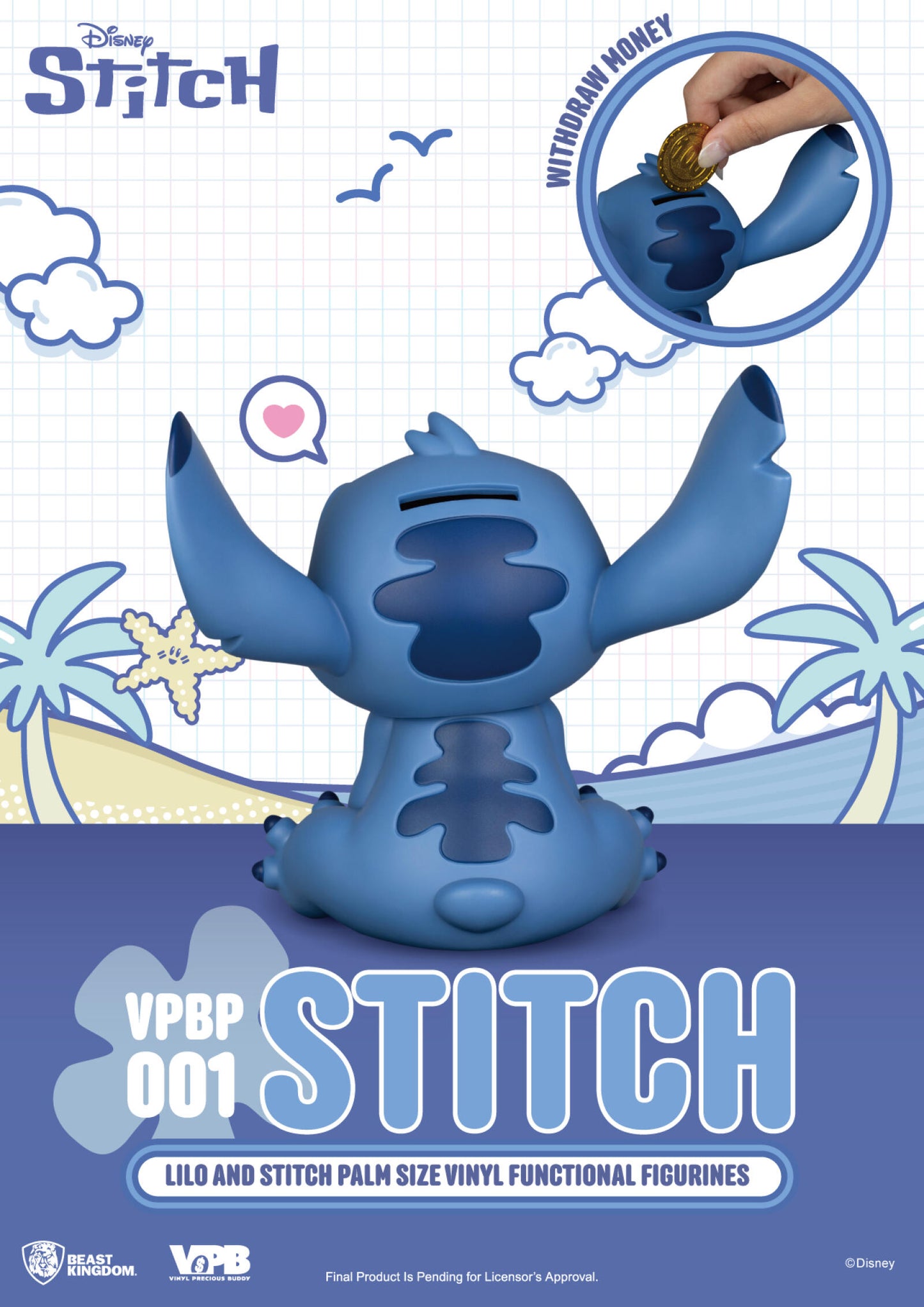 Beast Kingdom Piggy Bank Lilo and Stitch Series Palm Size Vinyl Functional Figurine Stitch