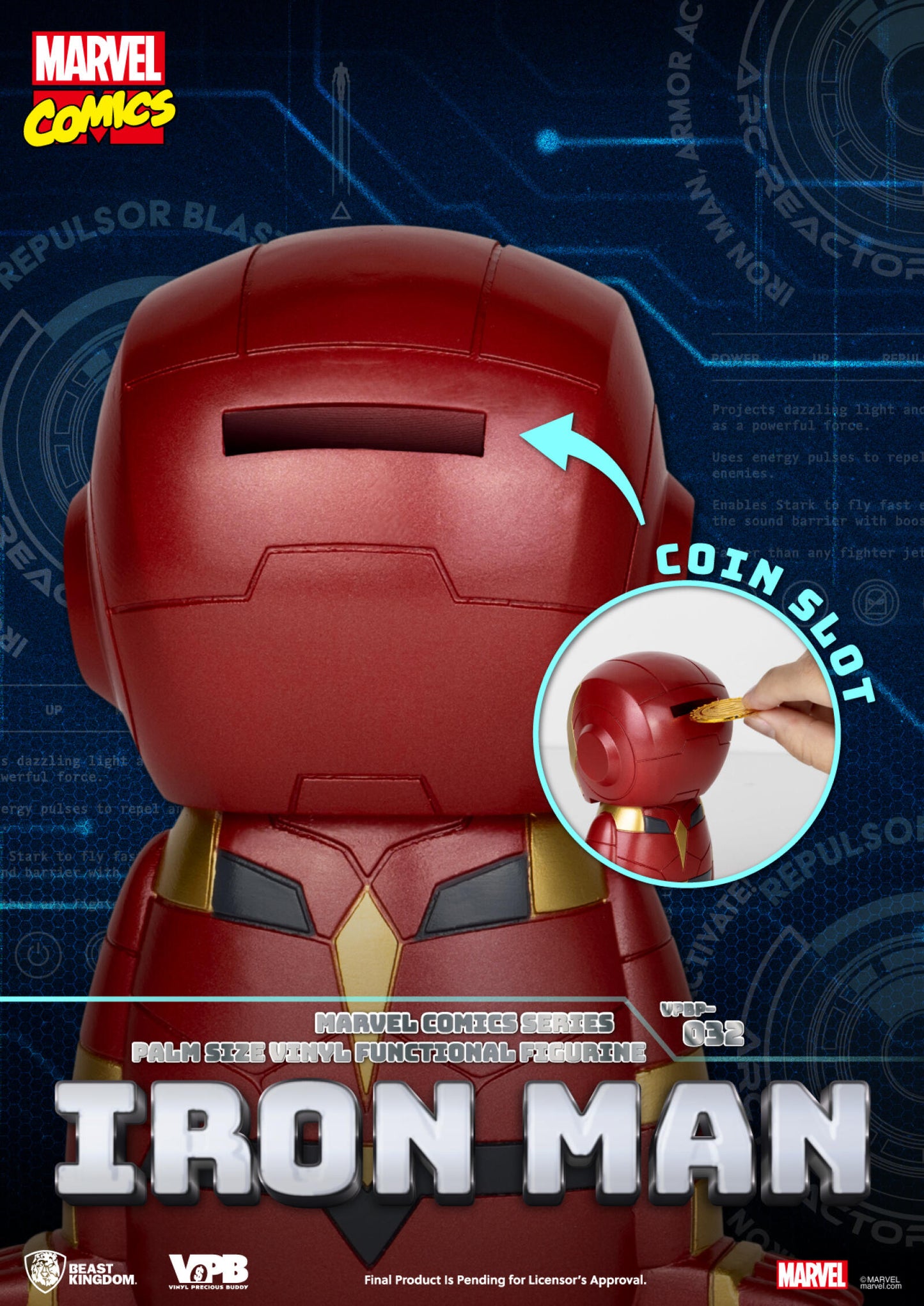 Beast Kingdom Piggy Bank MARVEL COMICS Series Palm Size Vinyl Functional Figurine Ironman