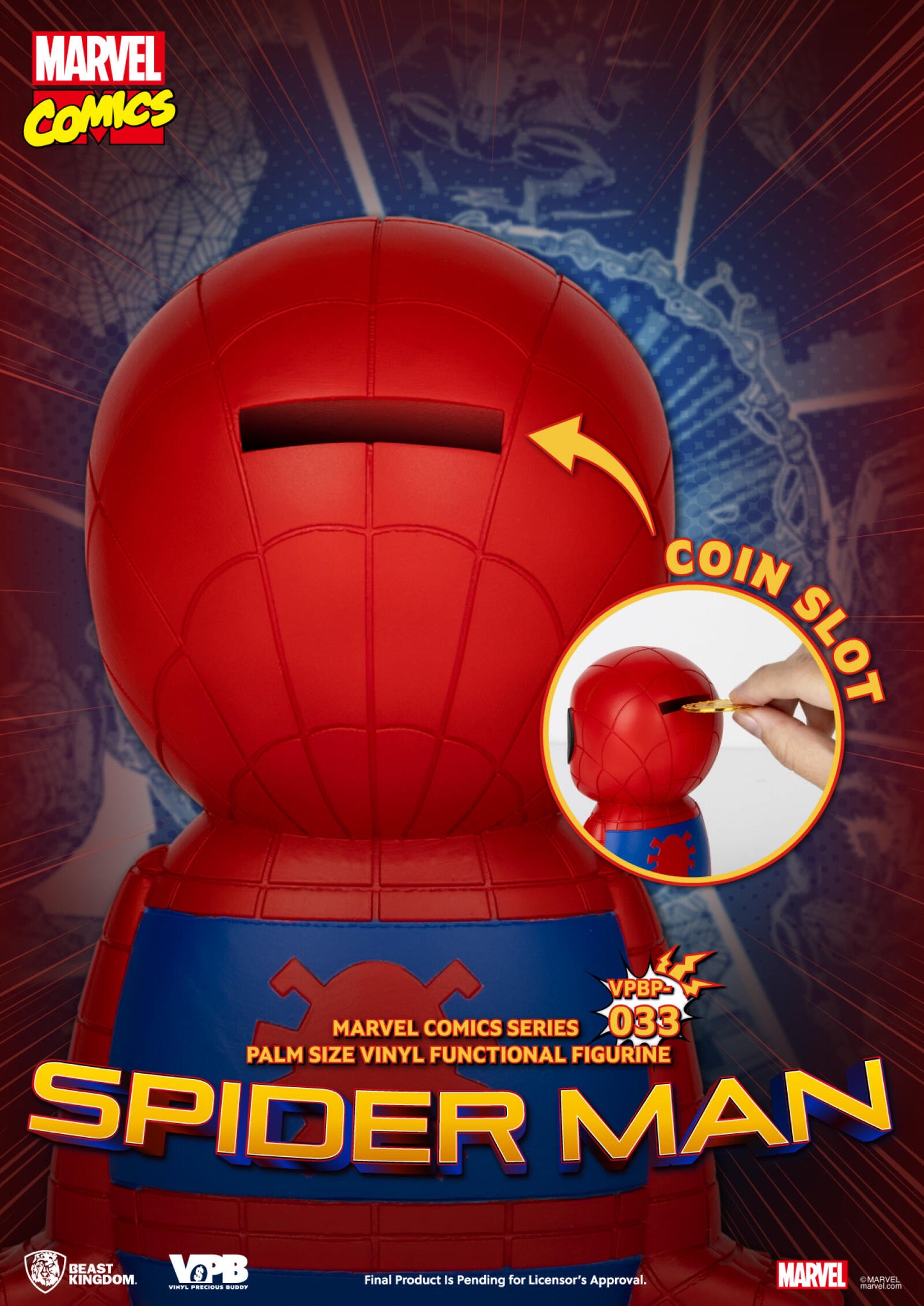 Beast Kingdom Piggy Bank MARVEL COMICS Series Palm Size Vinyl Functional Figurine Spiderman