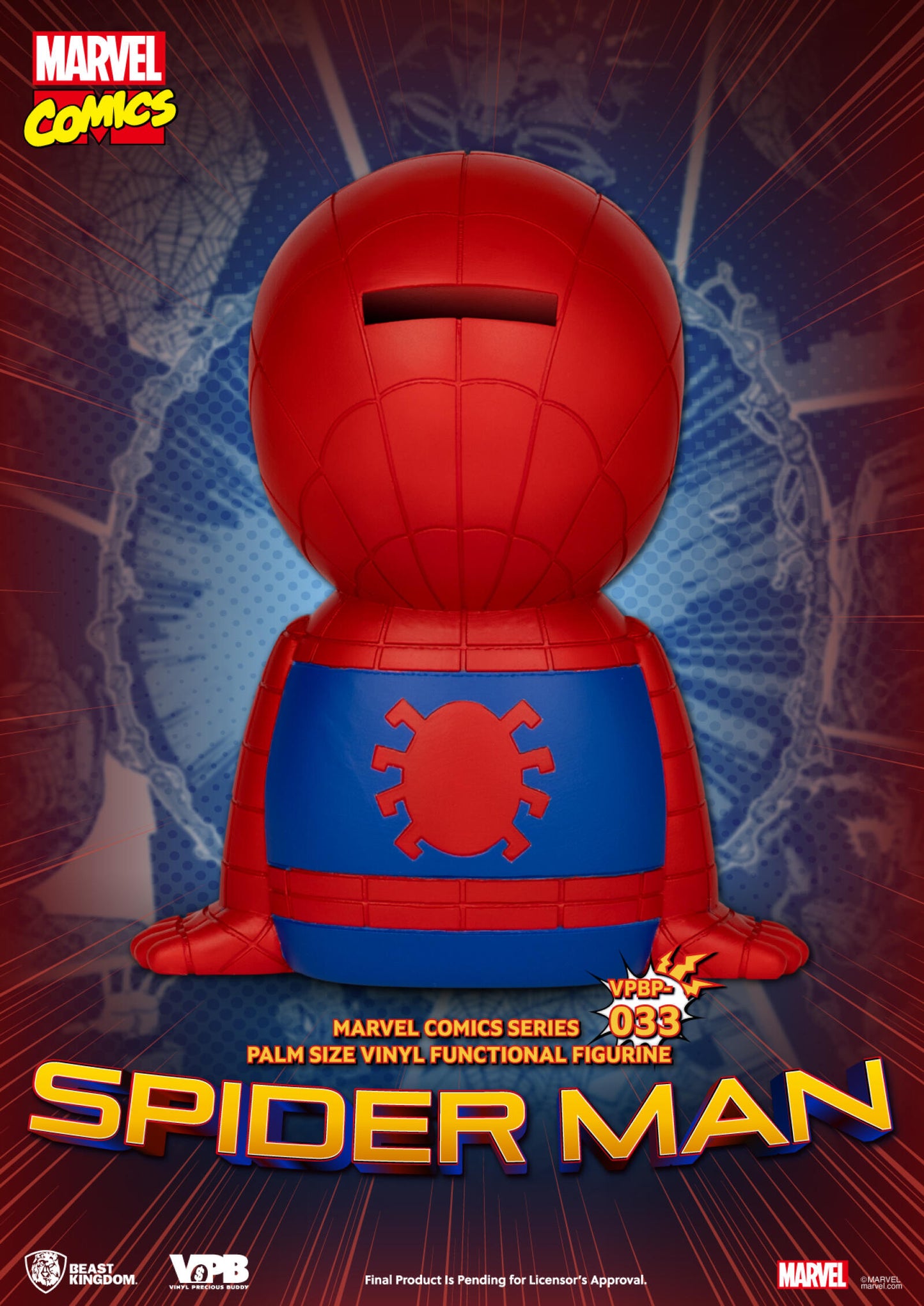 Beast Kingdom Piggy Bank MARVEL COMICS Series Palm Size Vinyl Functional Figurine Spiderman
