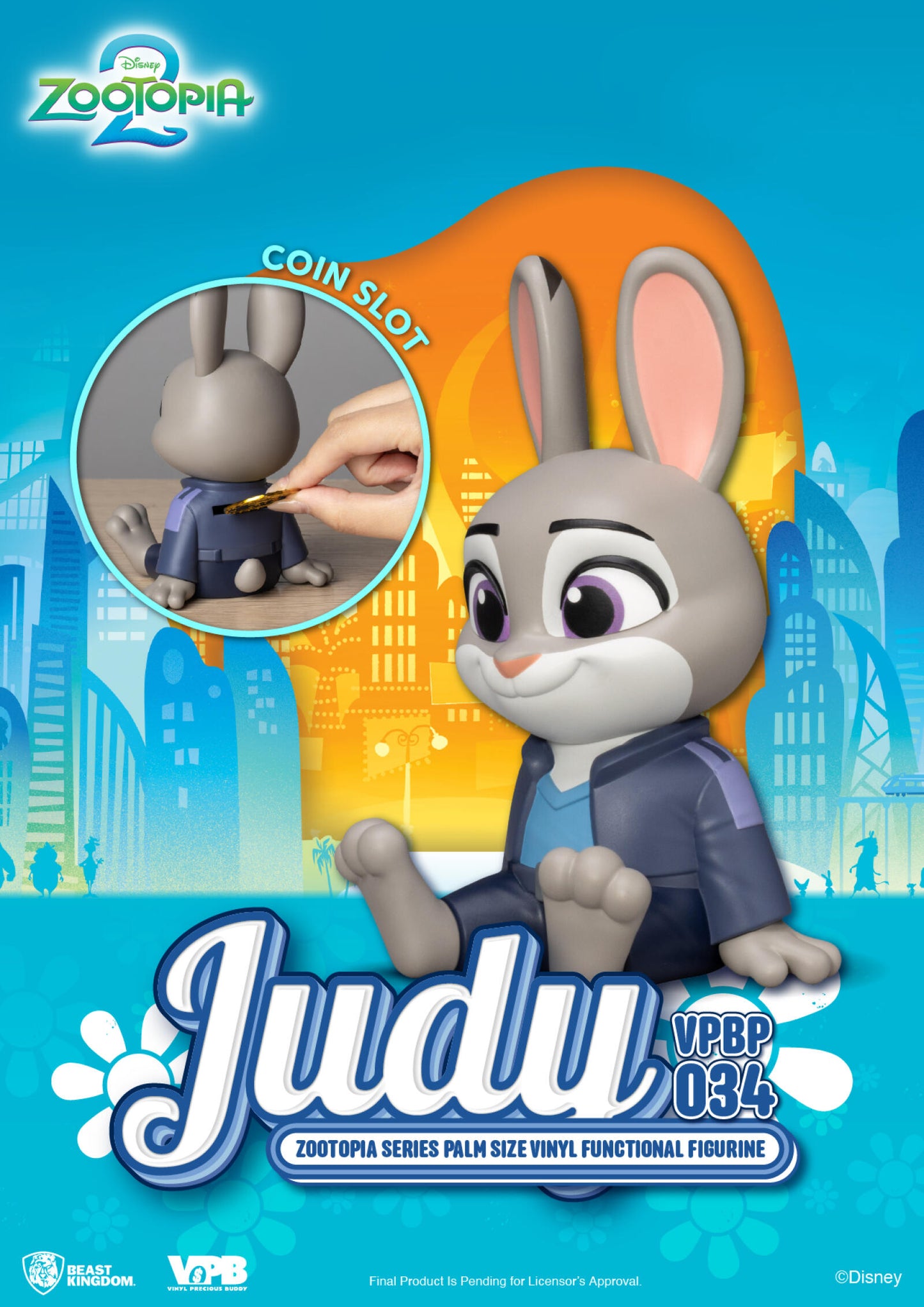 Beast Kingdom Piggy Bank Zootopia Series Palm Size Vinyl Functional Figurine Judy