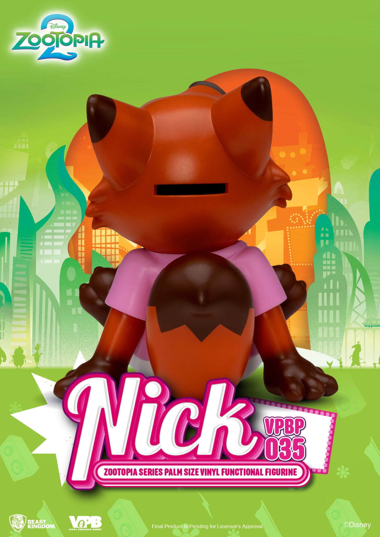 Beast Kingdom Piggy Bank Zootopia Series Palm Size Vinyl Functional Figurine Nick
