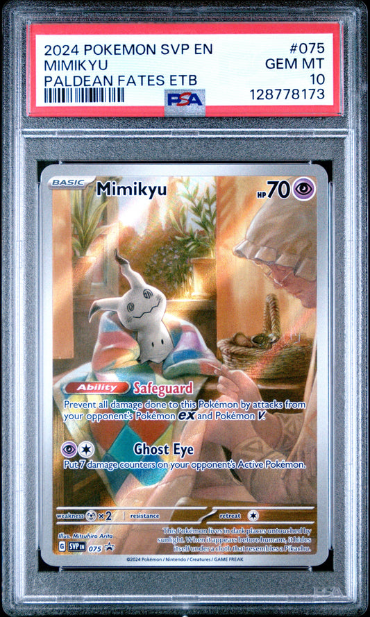 2024 Pokemon Svp En-Sv Black Star Promo 075 Mimikyu Paldean Fates Etb - PSA 10