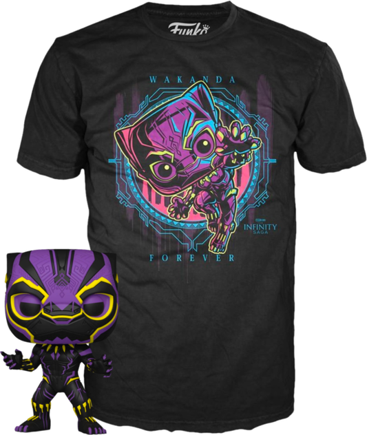 Marvel - Black Panther Blacklight Pop! Vinyl Figure & T-Shirt Box Set