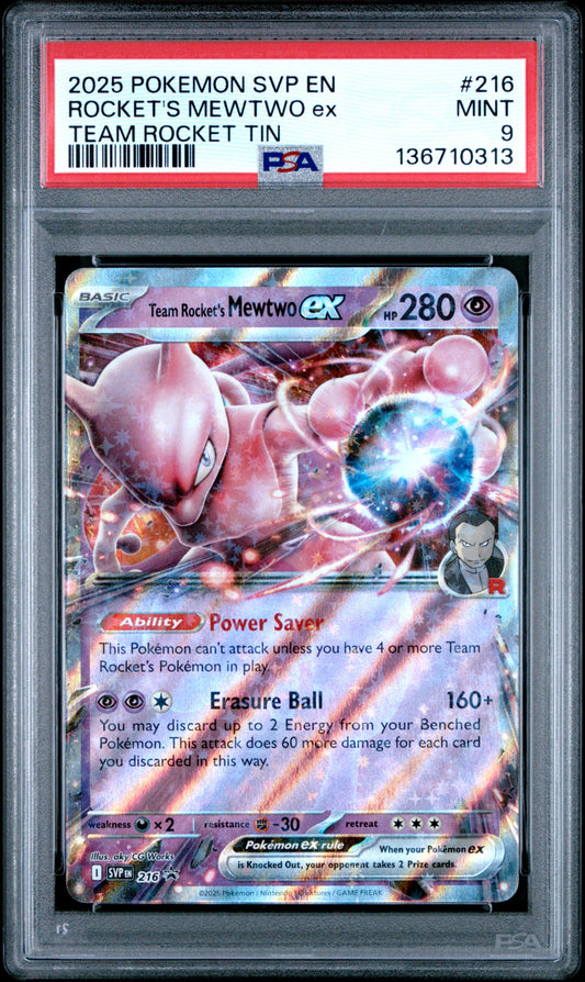 2025 Pokemon Svp En-Sv Black Star Promo 216 Rocket's Mewtwo Ex Team Rocket Tin - PSA 9