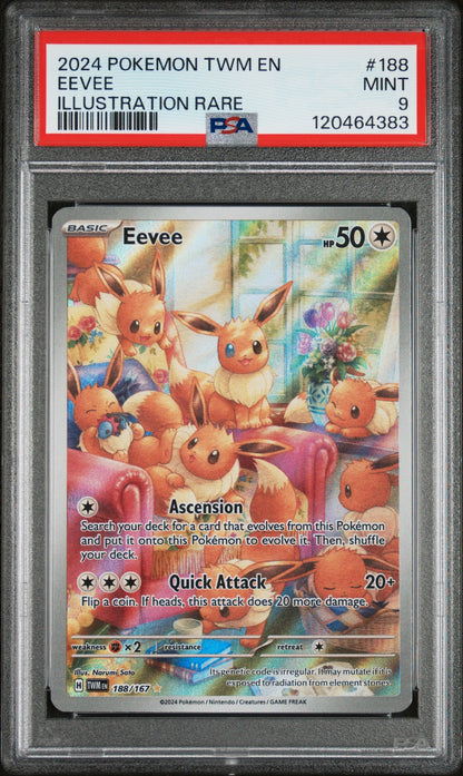 2024 Pokemon Twm En-Twilight Masquerade 188 Eevee Illustration Rare - PSA 9