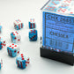 Chessex D6 Gemini 12mm d6 Astral Blue-White/red Dice Block (36 dice)