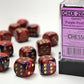 Chessex D6 Gemini 16mm d6 Purple-Red/gold Dice Block (12 dice)