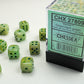 Chessex D6 Marble 12mm d6 Green/dark green Dice Block (36 dice)