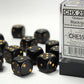 Chessex D6 Opaque 16mm d6 Black/gold Dice Block (12 dice)