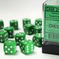 Chessex D6 Opaque 16mm d6 Green/white Dice Block (12 dice)