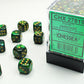 Chessex D6 Scarab 12mm d6 Jade/gold Dice Block (36 dice)