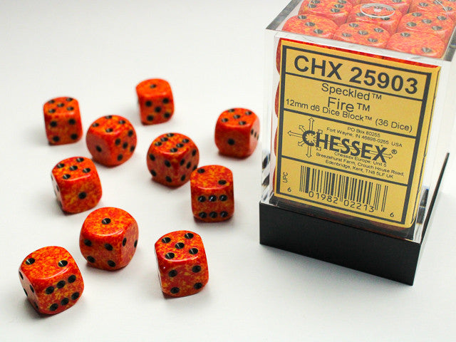 Chessex D6 Speckled 12mm d6 Fire Dice Block (36 dice)