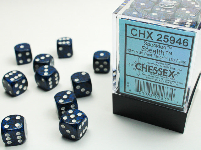 Chessex D6 Speckled 12mm d6 Stealth Dice Block (36 dice)