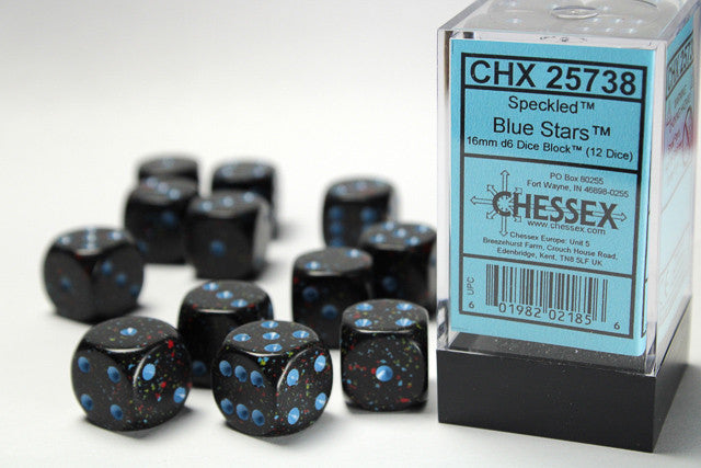 Chessex D6 Speckled 16mm d6 Blue Stars Dice Block (12 dice)