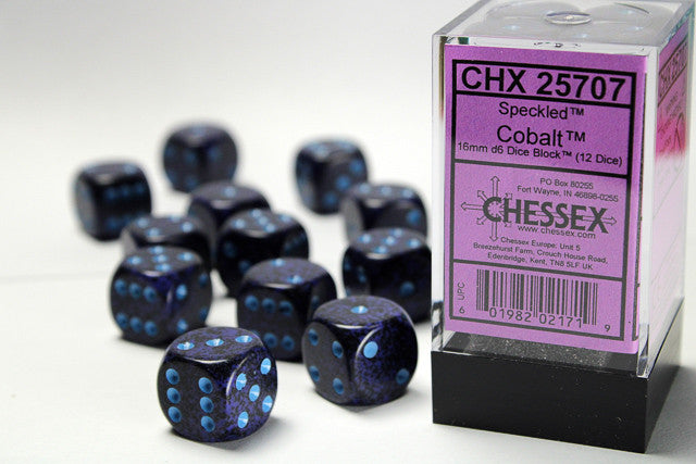 Chessex D6 Speckled 16mm d6 Cobalt Dice Block (12 dice)
