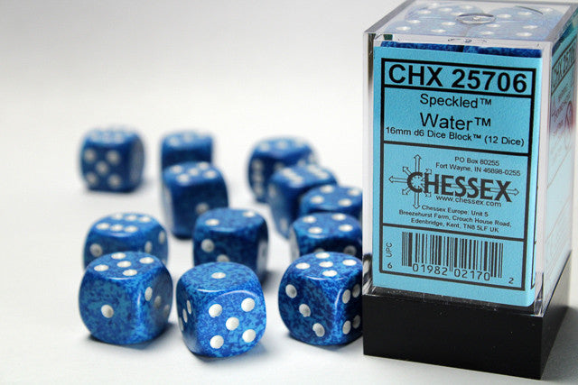 Chessex D6 Speckled 16mm d6 Water Dice Block (12 dice)