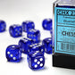 Chessex D6 Translucent 16mm d6 Blue/white Dice Block (12 dice)