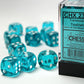 Chessex D6 Translucent 16mm d6 Teal/white Dice Block (12 dice)