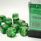 Chessex D6 Vortex 16mm d6 Green/gold Dice Block (12 dice)