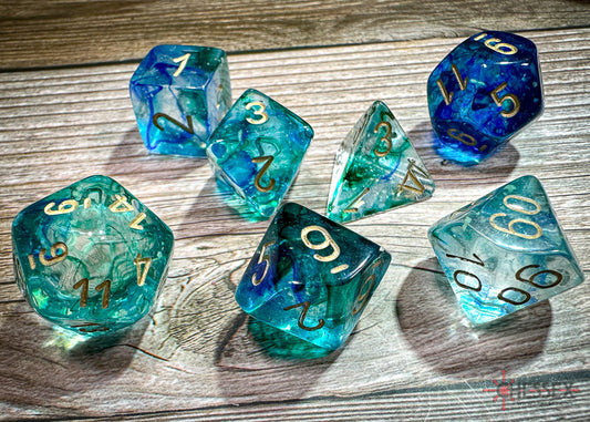 Chessex D7-Die Set Nebula Polyhedral Oceanic/gold Luminary 7-Die Set