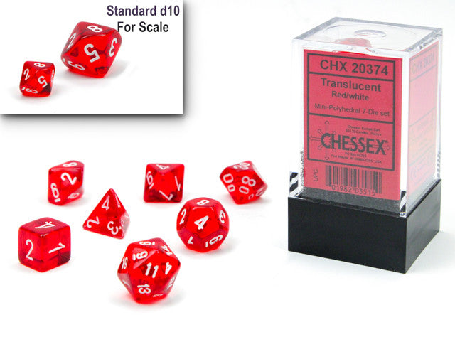 Chessex D7-Die Set Translucent Mini-Polyhedral Red/white