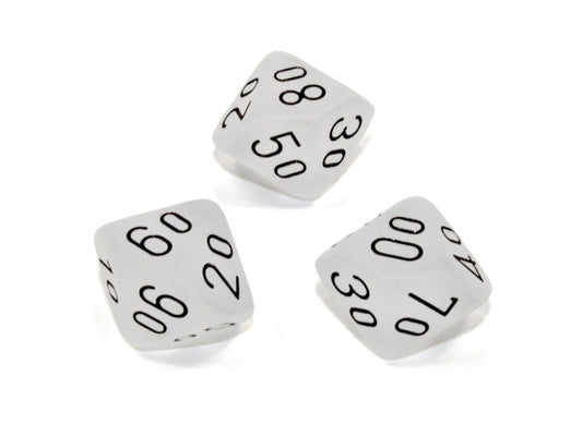 Chessex Tens 10 Dice Frosted Polyhedral Clear/black Tens 10