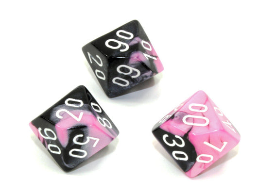 Chessex Tens 10 Dice Gemini Polyhedral Black-Pink/white Tens 10