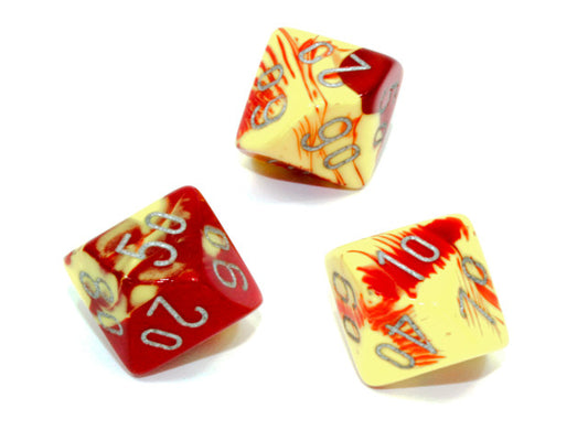 Chessex Tens 10 Dice Gemini Polyhedral Red-Yellow/silver Tens 10