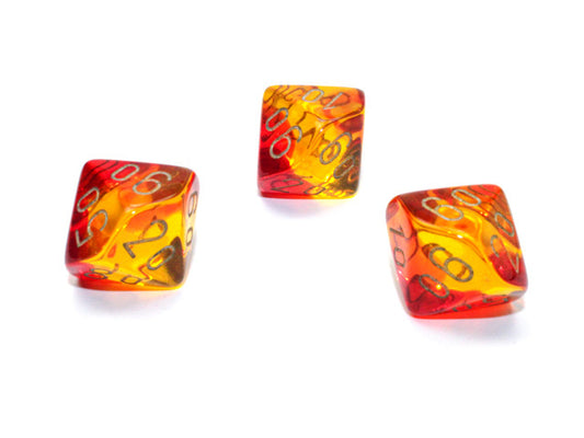 Chessex Tens 10 Dice Gemini Polyhedral Translucent Red-Yellow/gold Tens 10