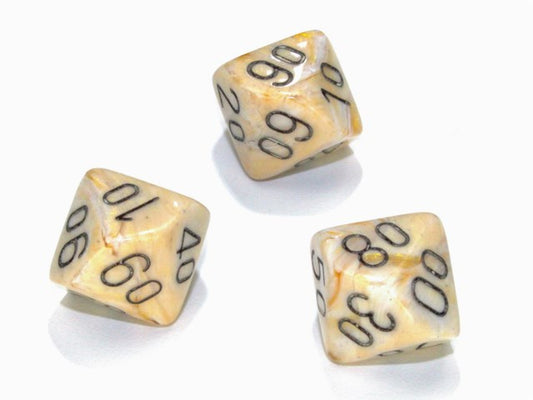 Chessex Tens 10 Dice Marble Polyhedral Ivory/black Tens 10