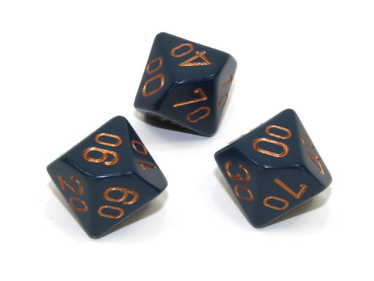 Chessex Tens 10 Dice Opaque Polyhedral Dusty Blue/copper Tens 10
