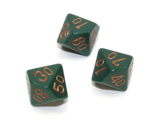 Chessex Tens 10 Dice Opaque Polyhedral Dusty Green/copper Tens 10