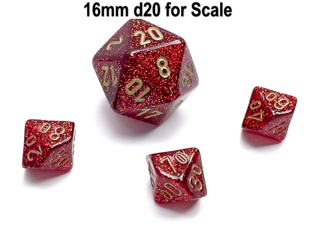 Chessex Tens 10 Dice Glitter Mini-Polyhedral Ruby/gold Tens 10