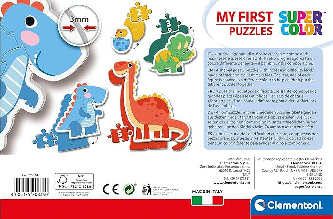 Clementoni My First Puzzles Dinosaurs 4 Shaped Puzzles