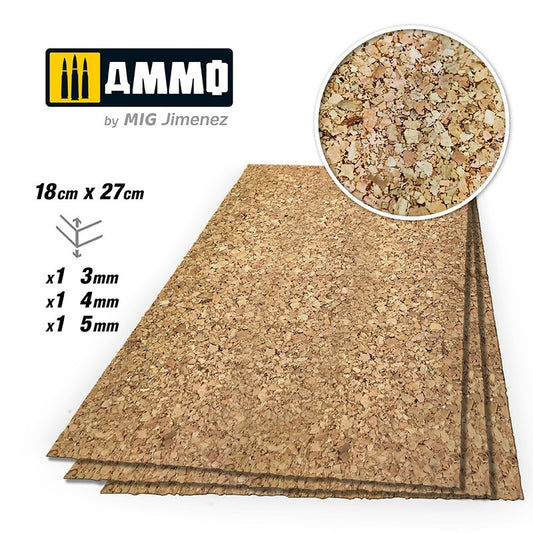 Ammo by MIG - Create Cork - Thick Grain Mix (3Mm; 4Mm And 5Mm) – 1 Pc. Each Size
