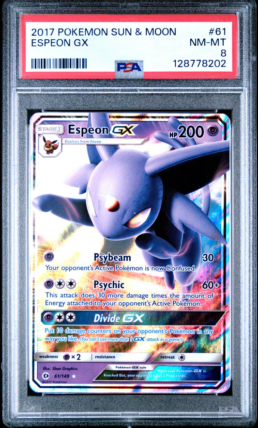 2017 Pokemon Sun & Moon 61 Espeon GX - PSA 8