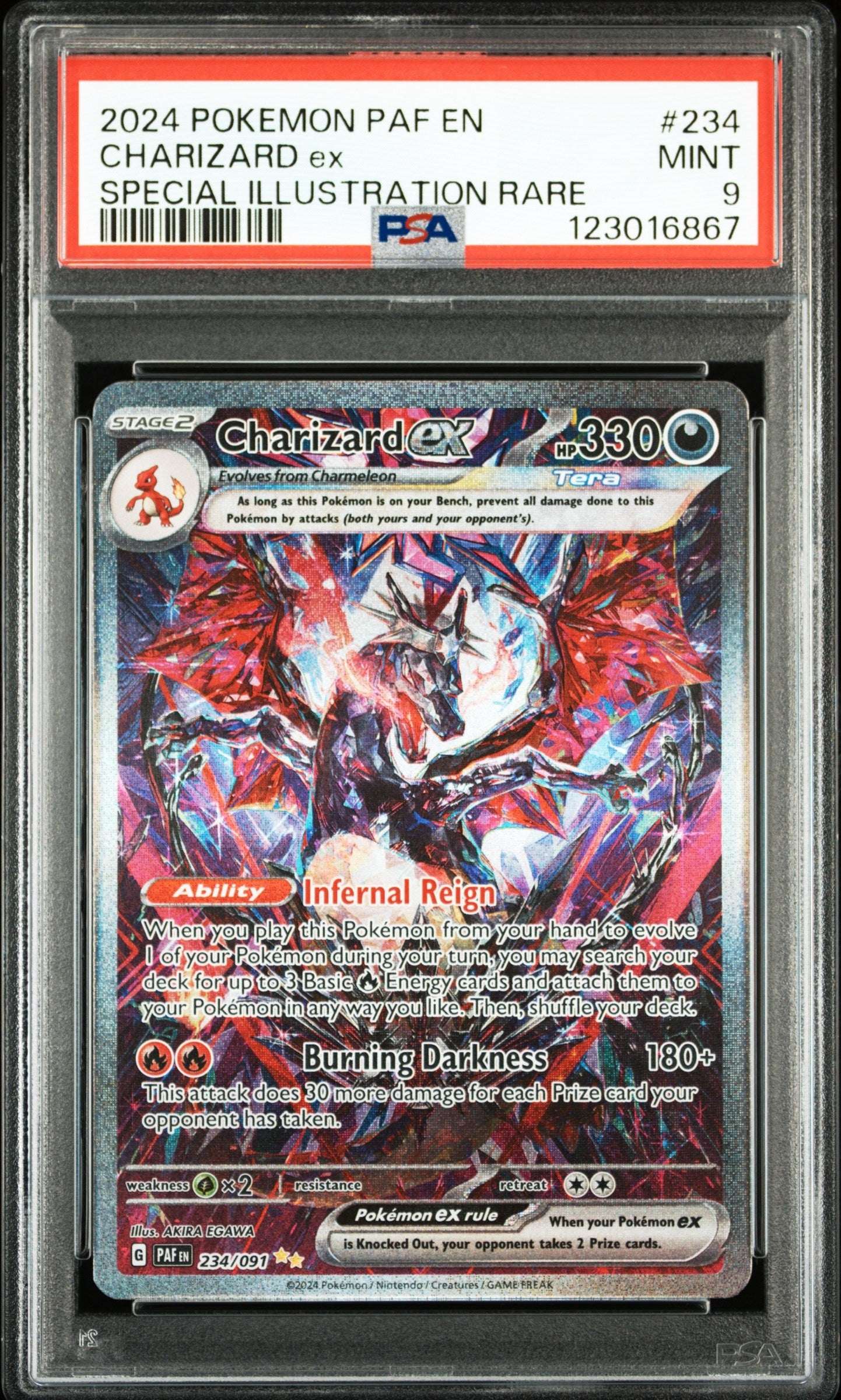 2024 Pokemon Paf En-Paldean Fates 234 Charizard Ex Special Illustration Rare - PSA 9