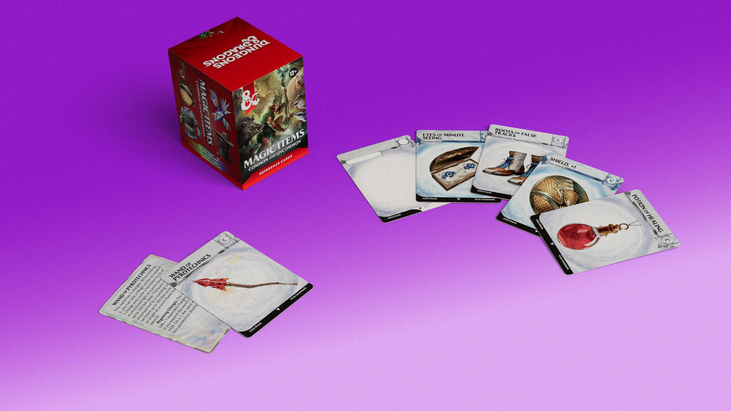 D&D Dungeons & Dragons Reference Cards Magic Items Common and Uncommon