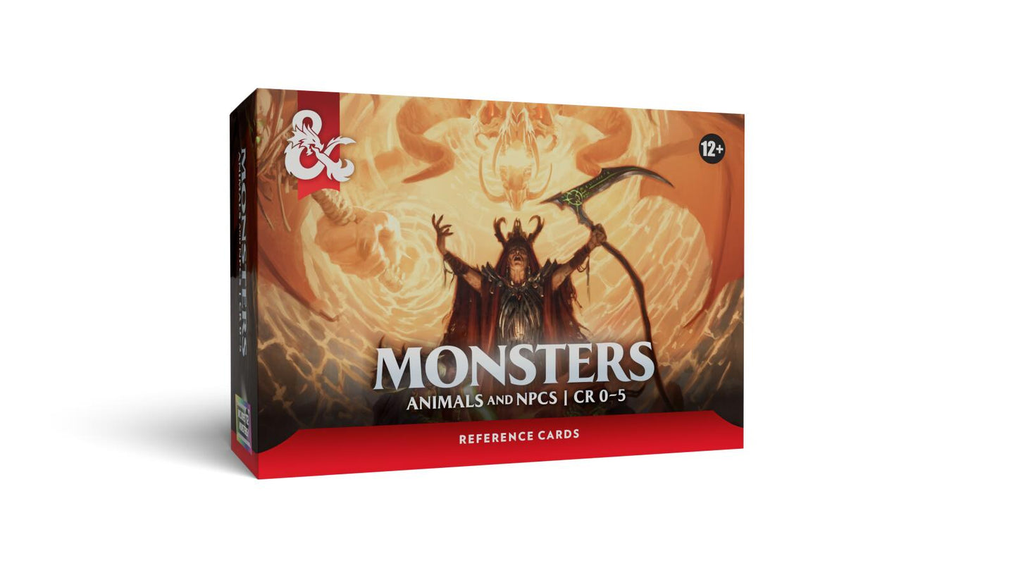 D&D Dungeons & Dragons Reference Cards Monsters Animals and NPCs CR 0-5