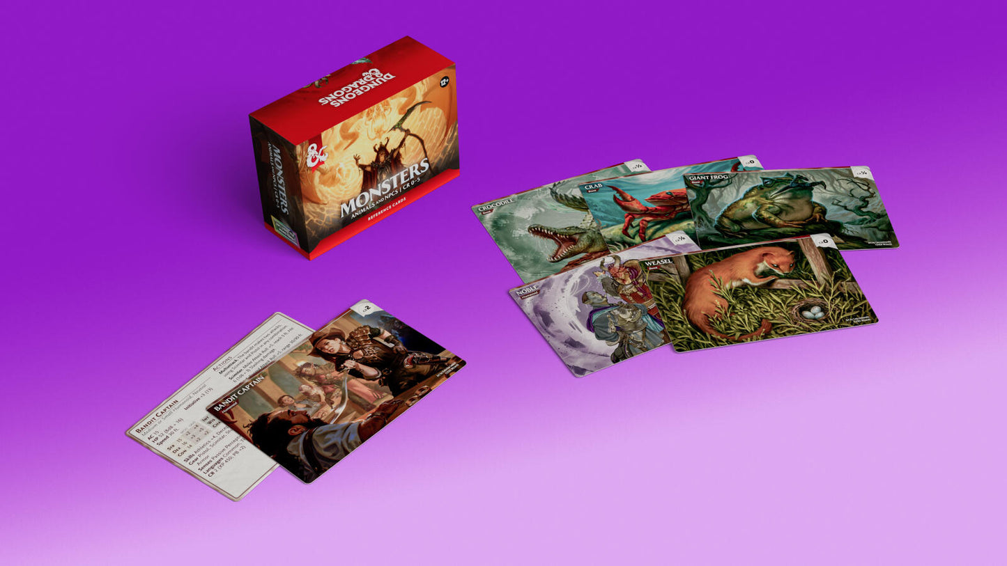 D&D Dungeons & Dragons Reference Cards Monsters Animals and NPCs CR 0-5